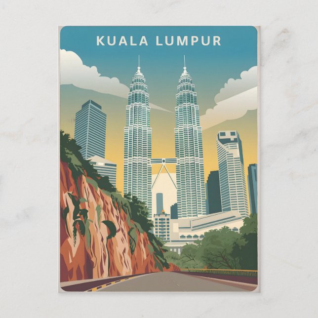 Kuala Lumpur Vintag Postkarte (Vorderseite)