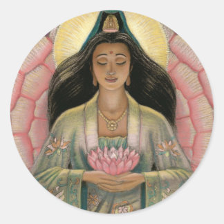 Kuan Yin Göttin des Mitgefühls Runder Aufkleber