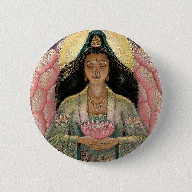 Kuan Yin Göttin des Mitleids Button (Vorderseite)