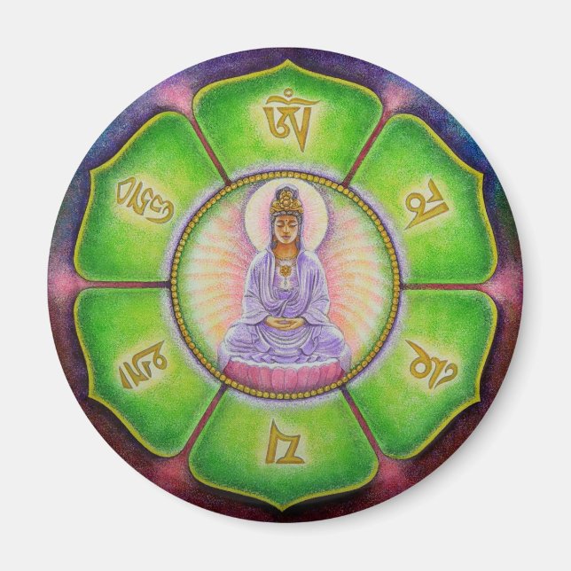 Kuan Yin Magnet "Om Mani Padme Hum" (Vorne)