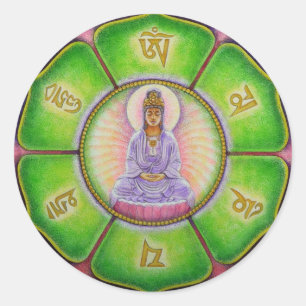 Kuan Yin "Om Mani Padme Hum" Aufkleber