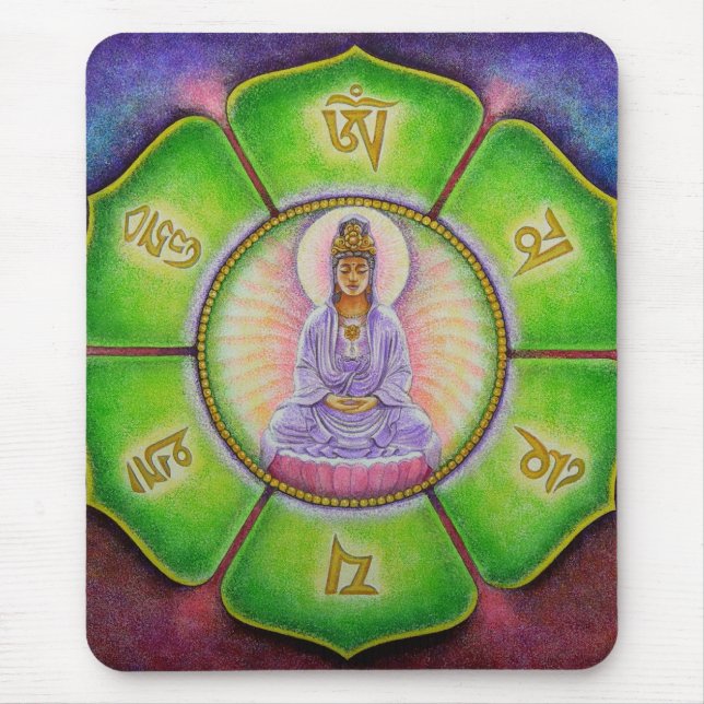 Kuan Yin "OM Mani Padme Summen" Mousepad (Vorne)