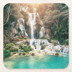 Kuang Si Falls  Luang Prabang Rechteckiger Pappuntersetzer