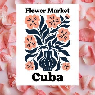 Kuba-Blumenmarkt-Topfblüte und dunkles Laub Postkarte