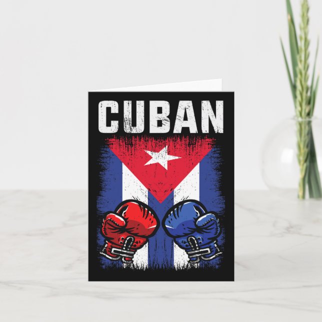 Kuba Boxing-Shirt mit Handschuhen und kubanischer  Karte (Vorderseite)