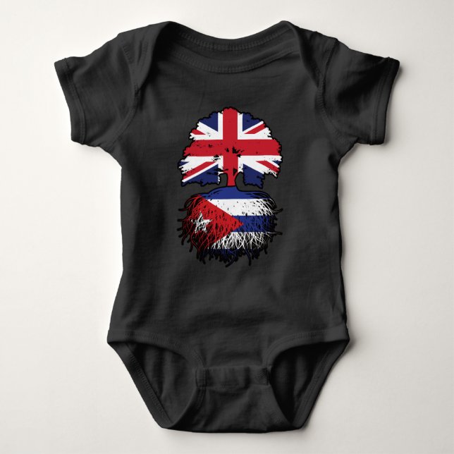 Kuba - Britisch-UK-Tree-Roots-Flagge Baby Strampler (Vorderseite)