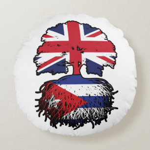 Kuba - Britisch-UK-Tree-Roots-Flagge Rundes Kissen