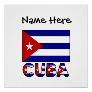 Kuba Dunkelblaue kubanische Flagge Schwarze Person Poster