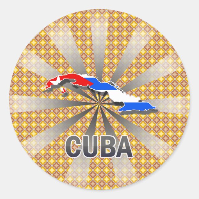 Kuba Flag Map 2.0 Runder Aufkleber (Vorderseite)