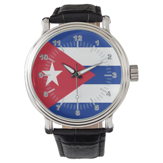 Kuba-Flagge Armbanduhr (Vorderseite)