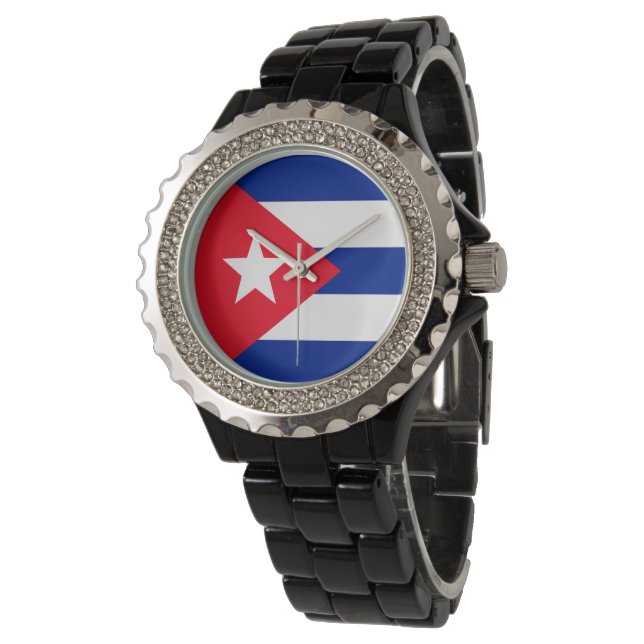 Kuba-Flagge Armbanduhr (Schrägansicht)