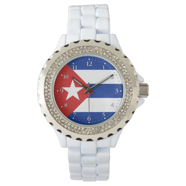 Kuba-Flagge Armbanduhr (Vorderseite)