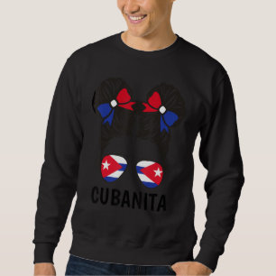 Kuba-Flagge Cubanita unordentlicher Dutt kubanisch Sweatshirt