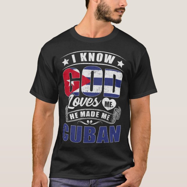 Kuba-Flagge Gott liebt mich Kubaner T-Shirt (Vorderseite)