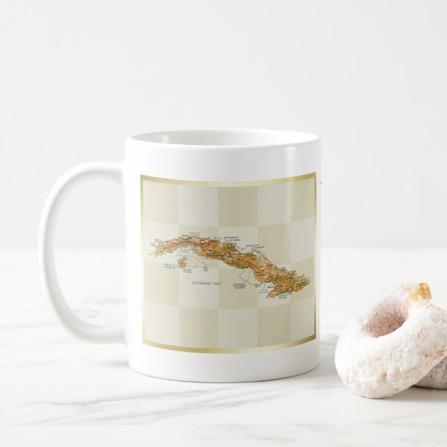 Kuba-Flagge + Karten-Tasse Kaffeetasse (Mit Donut)