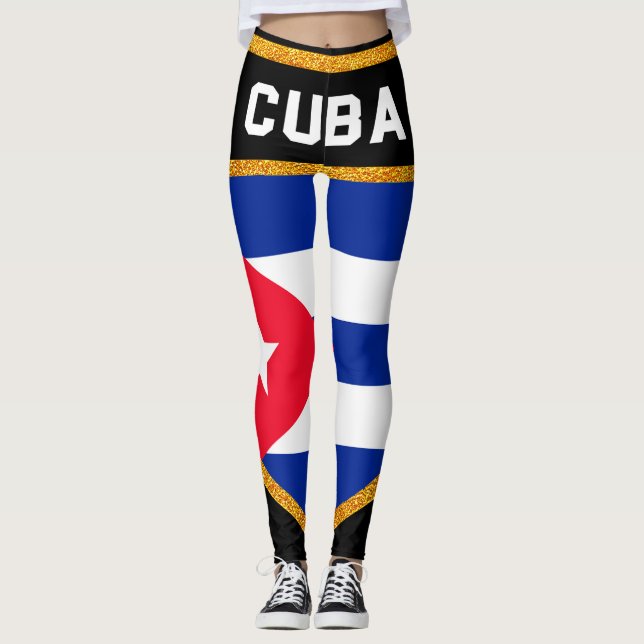 Kuba-Flagge Leggings (Vorderseite)
