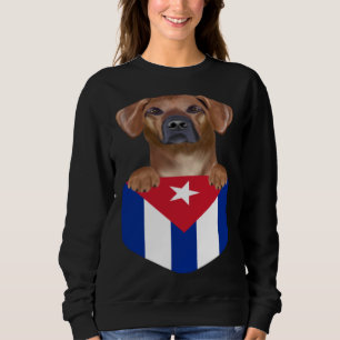 Kuba-Flagge Rhodesian Ridgeback-Hund in der Tasche Sweatshirt
