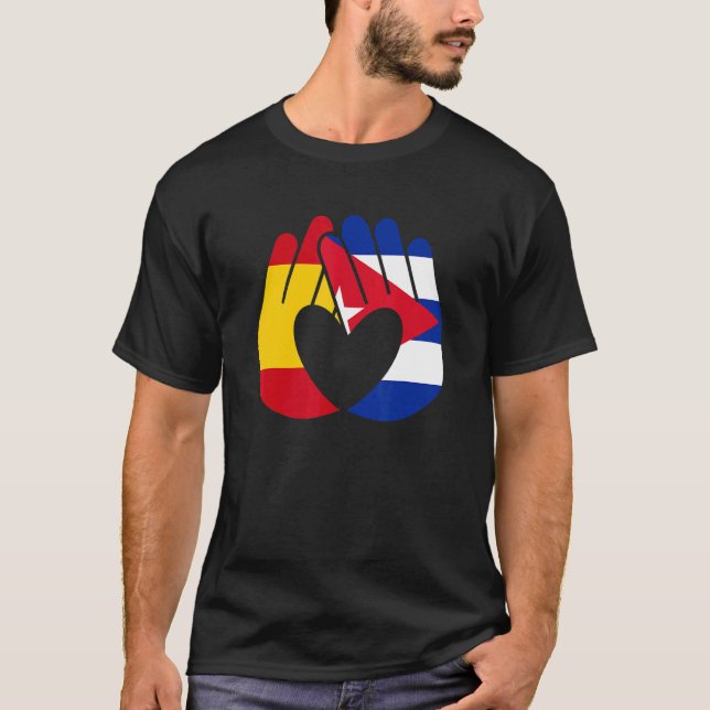 Kuba Flagge Spanien Flaggenfreundschaft Brüderscha T-Shirt (Vorderseite)