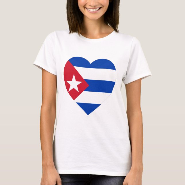 Kuba-Flaggen-Herz T-Shirt (Vorderseite)