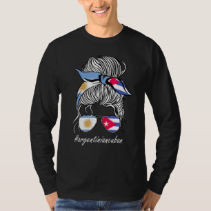 Kuba Frauen Argentinien Flagge Wurzeln Landmädchen T-Shirt