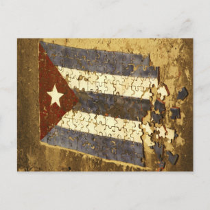 KUBA, Havanna. Mosaikpuzzle der Kubanflagge in Postkarte