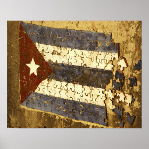 KUBA, Havanna. Mosaikpuzzle der kubanischen Flagge Poster