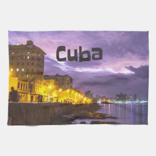 Kuba Havanna Shoreline Stadtlampen nachts Geschirrtuch