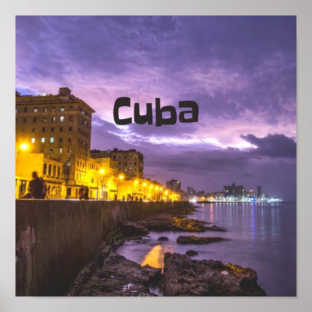 Kuba Havanna Shoreline Stadtlampen nachts Poster (Vorne)