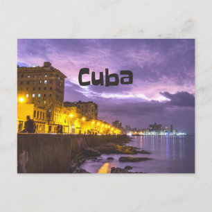 Kuba Havanna Shoreline Stadtlampen nachts Postkarte