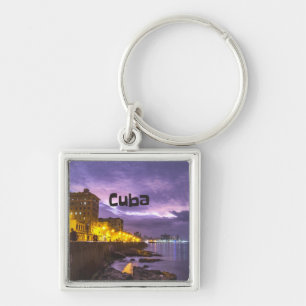 Kuba Havanna Shoreline Stadtlampen nachts Schlüsselanhänger