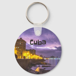 Kuba Havanna Shoreline Stadtlampen nachts Schlüsselanhänger