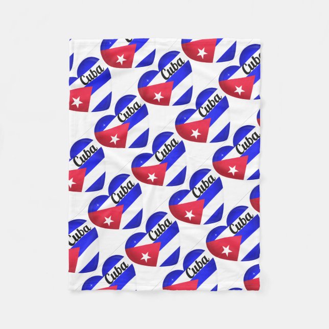 Kuba Herz Flagge Fleecedecke (Vorderseite)