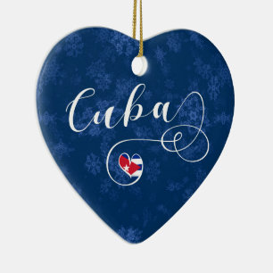 Kuba Herz, Weihnachtsbaumschmuck, Kubaner Keramik Ornament