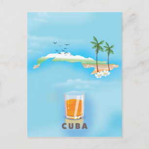 Kuba Illustrierte Reiselandkarte Poster Postkarte