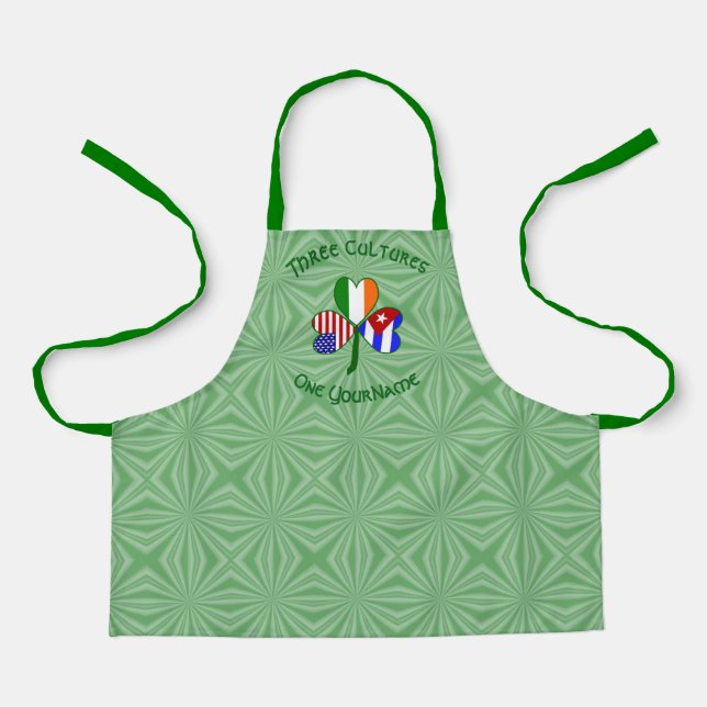 Kuba Irish American Flags Kleeblatt Personalisiert Schürze (Vorderseite)