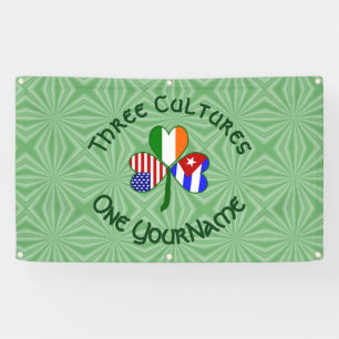 Kuba Irland USA Kleeblatt Flagge Personalisiert Banner