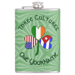 Kuba Irland USA Kleeblatt-Flagge Personalisiert Flachmann