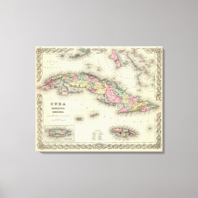 Kuba, Jamaika und Puerto Rico Leinwanddruck (Vorderseite)