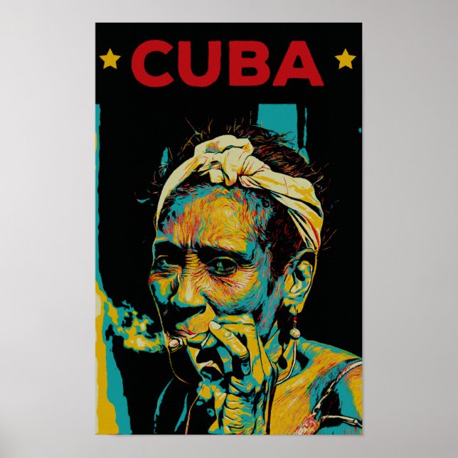 Kuba Karibik typische Frau Havanna Postcard Poster (Vorne)