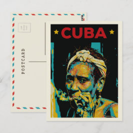 Kuba Karibik typische Frau Havanna Postcard Postkarte