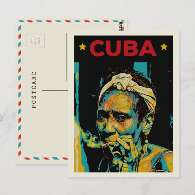 Kuba Karibik typische Frau Havanna Postcard Postkarte (Vorne/Hinten)