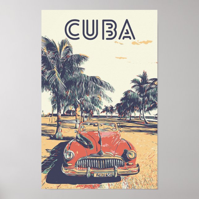 Kuba, Karibik, typischer Jahrgangswagen Postcard Poster (Vorne)