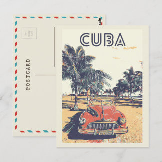 Kuba, Karibik, typischer Jahrgangswagen Postcard Postkarte