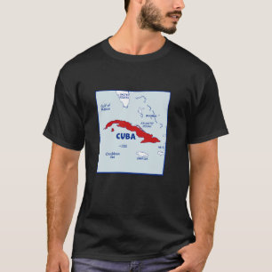 Kuba Karte in Flaggenfarben. Länder in der Umgebun T-Shirt