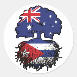 Kuba Kuba Australische Tree Roots Flag Runder Aufkleber