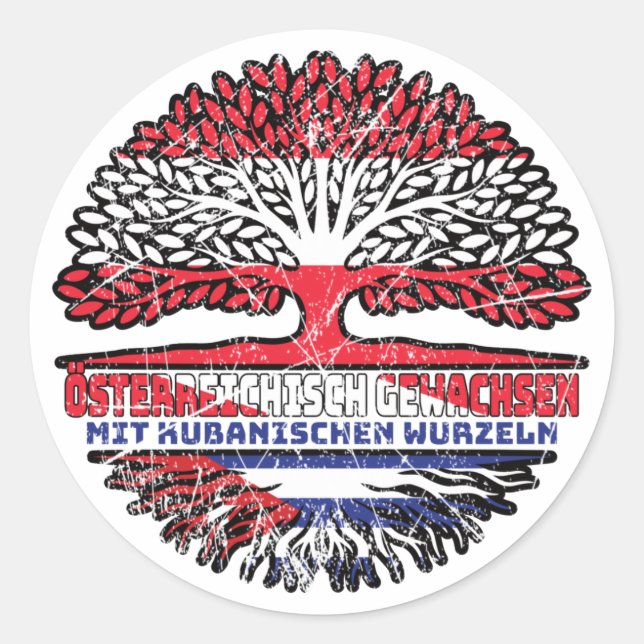 Kuba Kubanisch Österreichisch Baum Runder Aufkleber (Vorderseite)