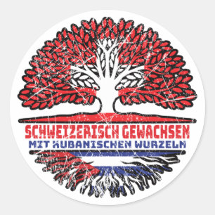Kuba Kubanisch Schweizer Schweiz Baum Wurzel Runder Aufkleber