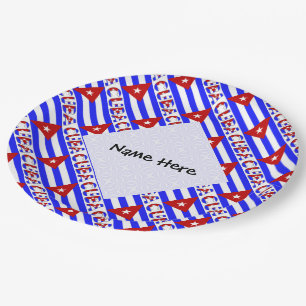 Kuba kubanische Flagge geflackert Light Blue Perso Pappteller