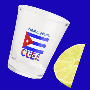 Kuba Kubanische Flagge Hellblau Personalisiert  Schnapsglas