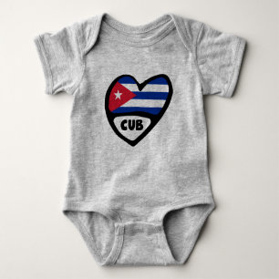 Kuba Ländercode Flaggenherz, CUB Baby Strampler